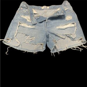 We The Free Blue Distressed Jean Shorts